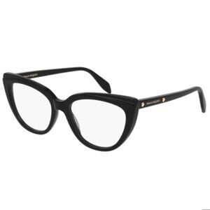 NEW ALEXANDER MCQUEEN EYEGLASSES, WOMEN BLACK CAT EYE EYEWEAR AM0253O 001